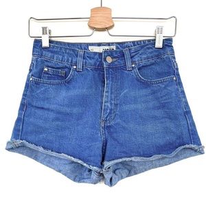 Topshop Moto 100% Cotton Blue Denim Cut Off Shorts